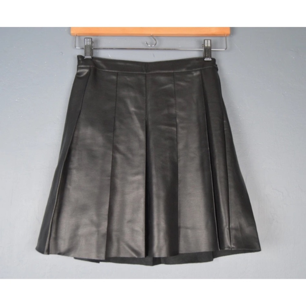 ZARA Girls Sz 13-14 Black Vegan Leather Mini Skirt